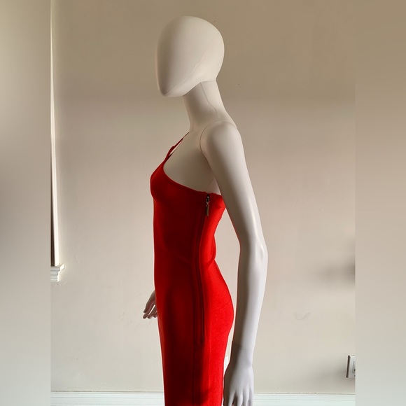 Marciano Bandage Bodycon Dress with Gold Detail in Red - Picture 5 of 7